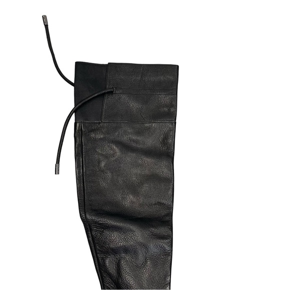Calvin Klein Brynn Boots Thigh High Black Leather 7 OTK Designer - Picture 4 of 8
